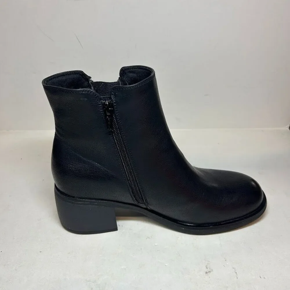 Baretraps Womens 8 M Black Avery Faux Leather Double Zipper Booties DISPLAY QX6